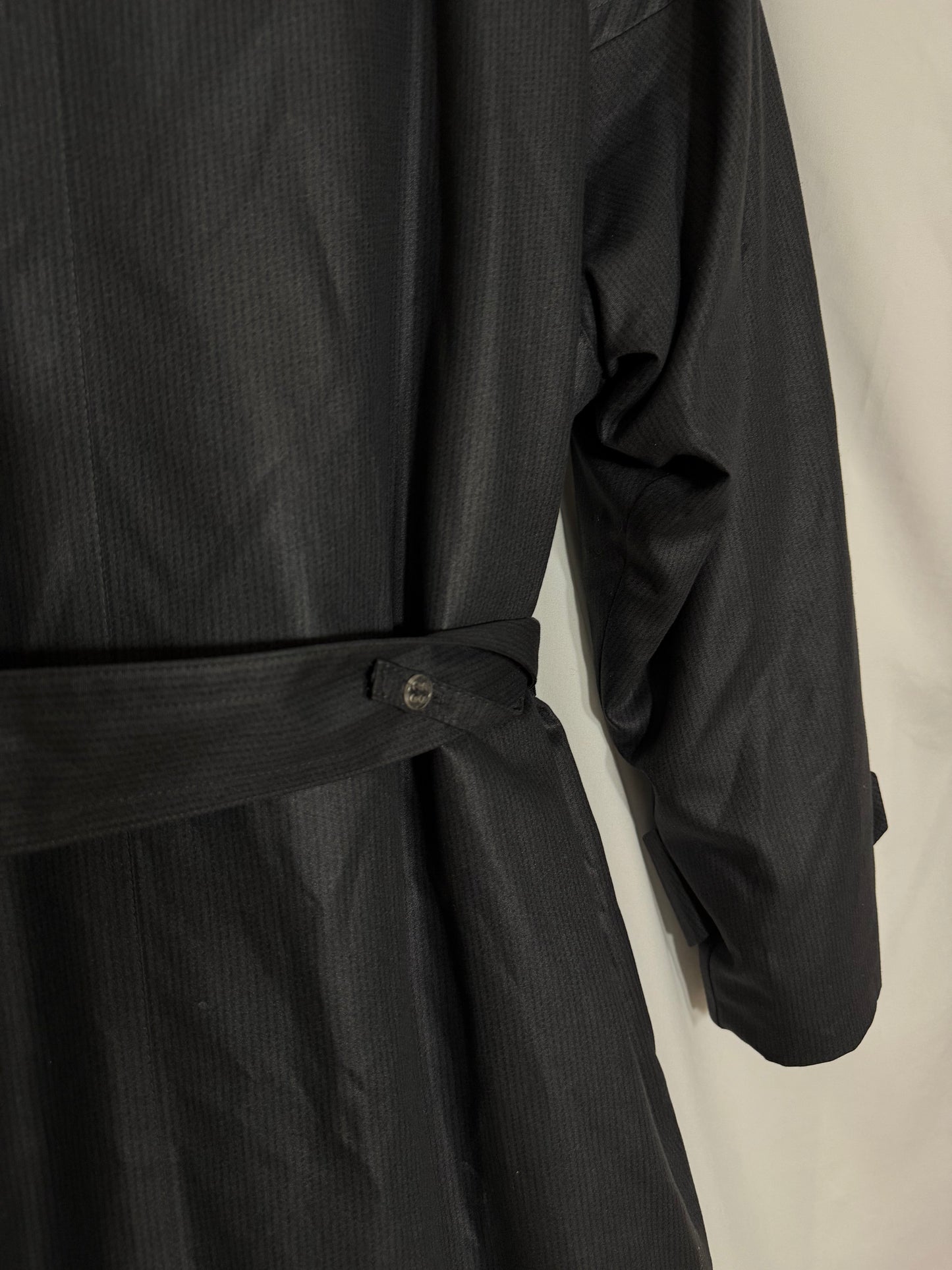 Vintage 1980's Gray Textural Stripe Lined Trench Coat - Size 12