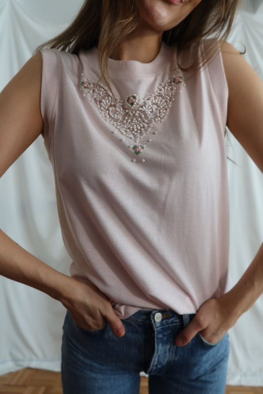 1980's Embellished Muscle Tank- Size S/M