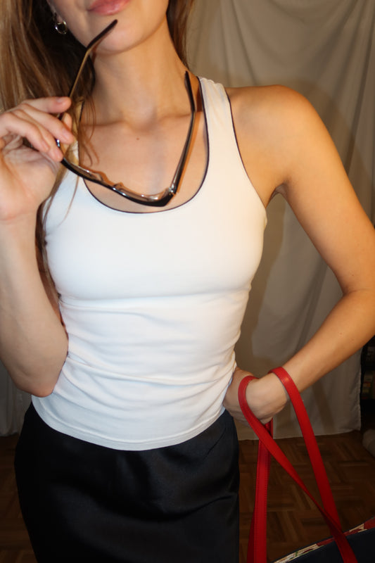 90's Racerback Contrast Piping Tank Top- Size S