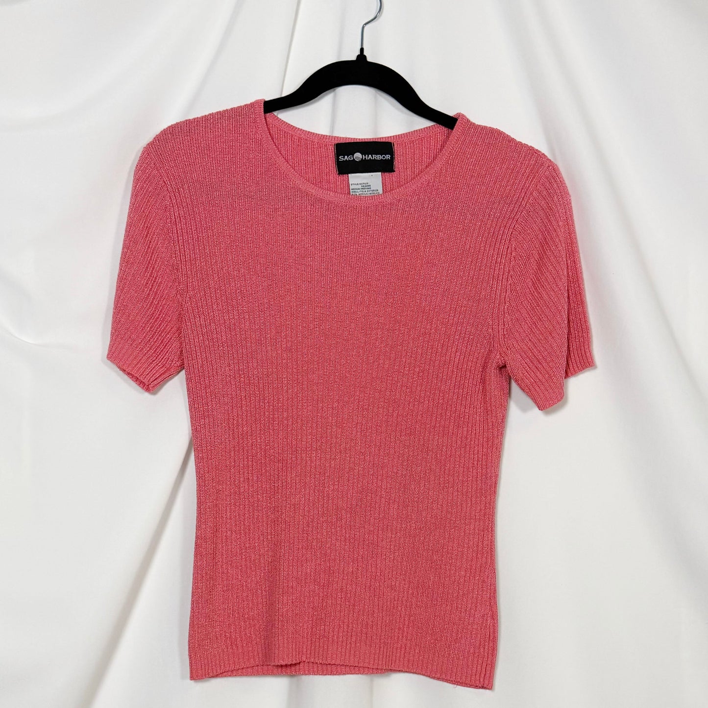 1990's Rib Short Sleeve Sweater- Size M