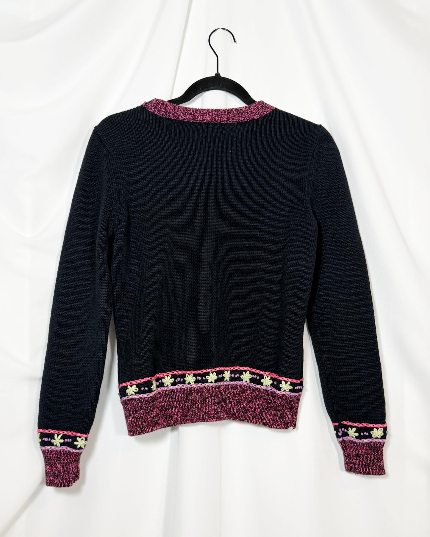 2000's Cotton Blend Embroidered Sweater- Size S/M