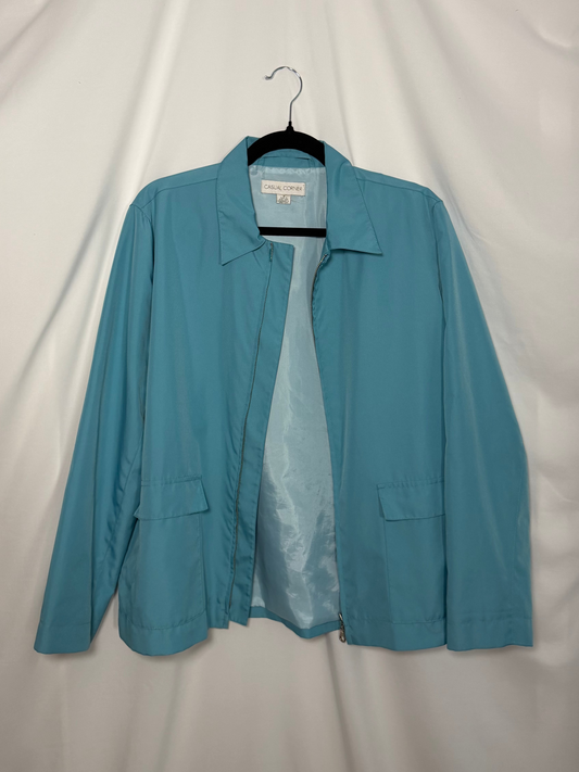 1990's Turquoise Windbreaker Lightweight Jacket- Size M
