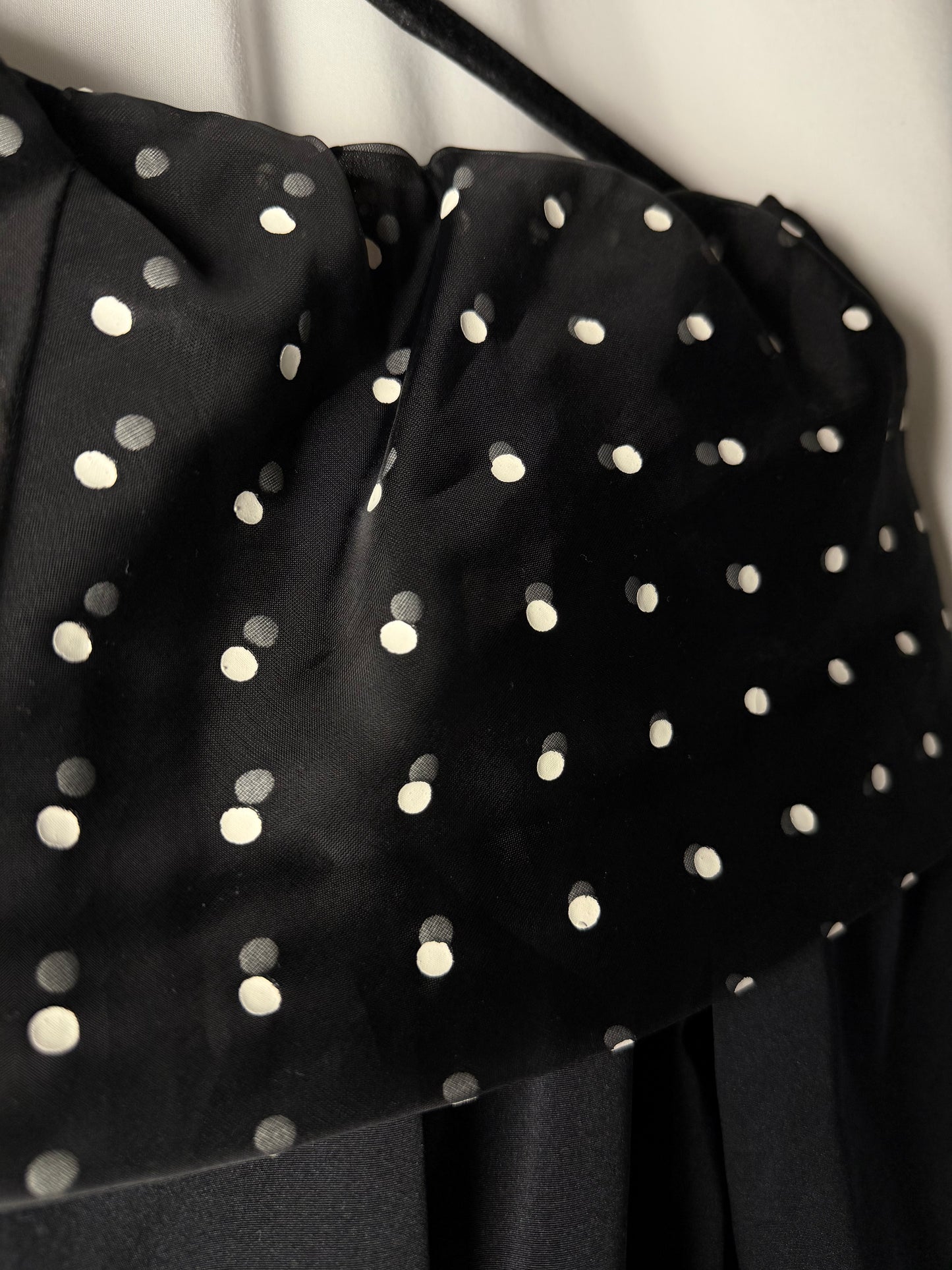1980's Off The Shoulder Polka Dot Pearl Button Up Top- Size S/M