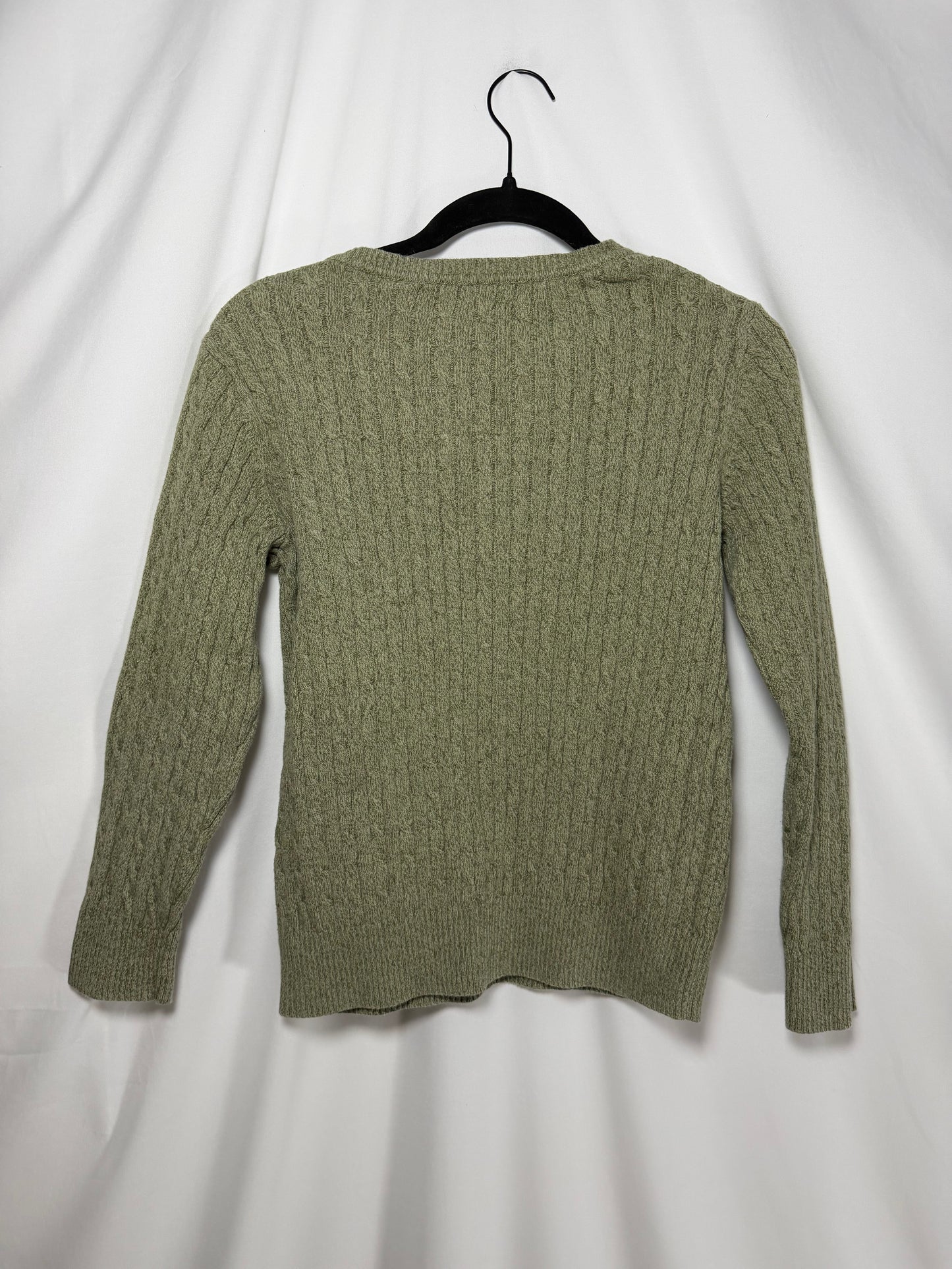 1990's 100% Cotton Cable Knit V-neck Sweater- Size S