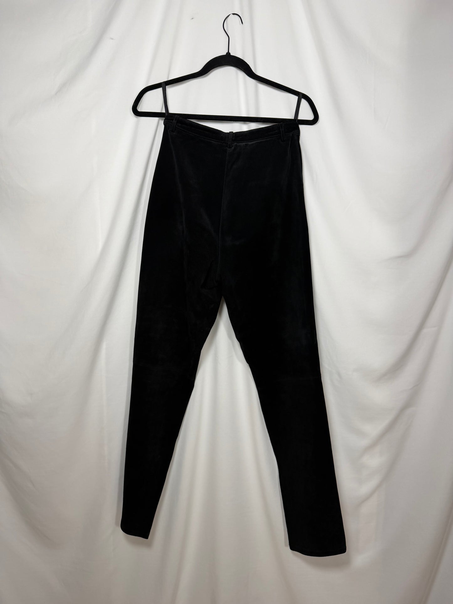 Vintage 1990's Black Genuine Leather Suede Black Straight Leg Pants- Size 4