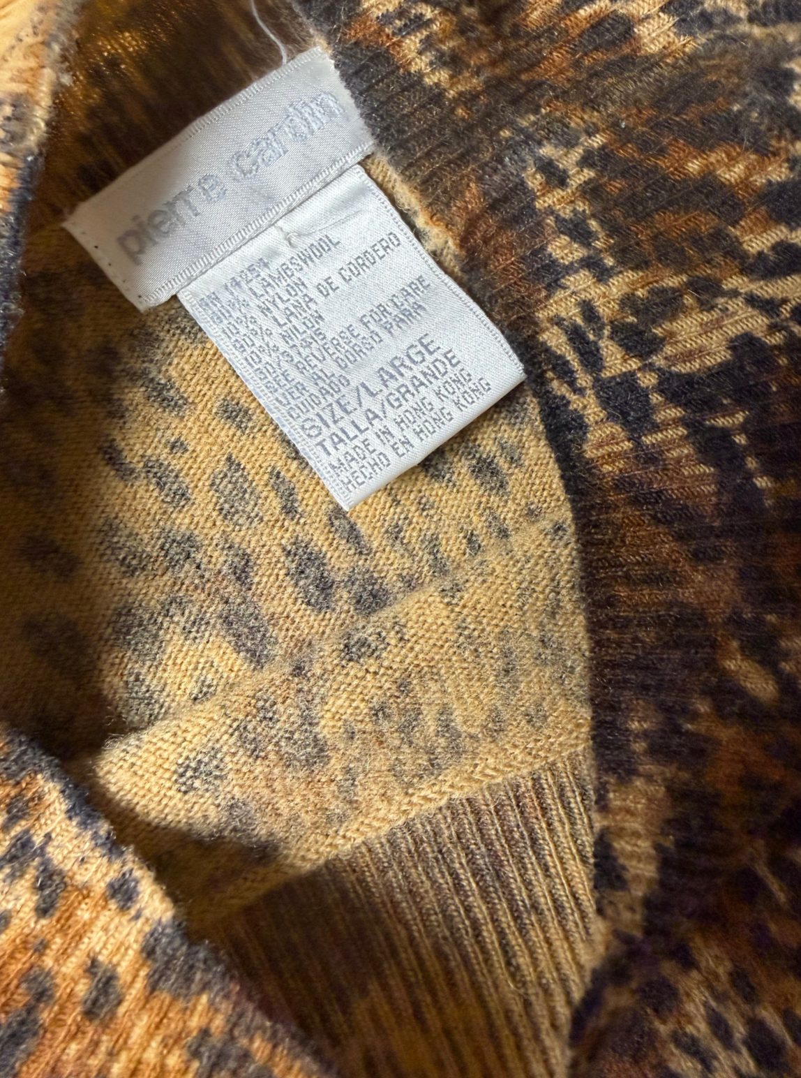 Vintage 1990’s Leopard Wool Blend Mock Neck Sweater- Size M/L