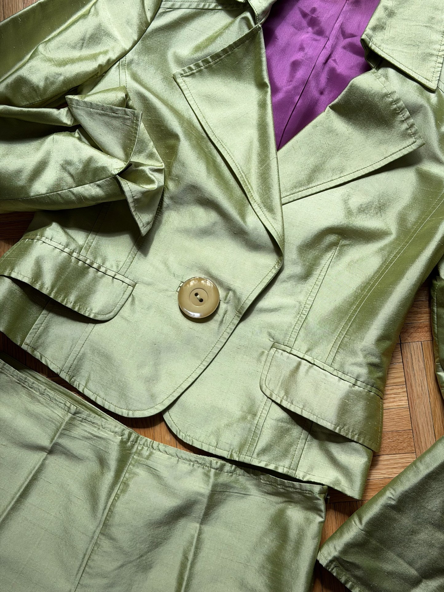100% Silk Dupioni Pant Suit Set- Size 10