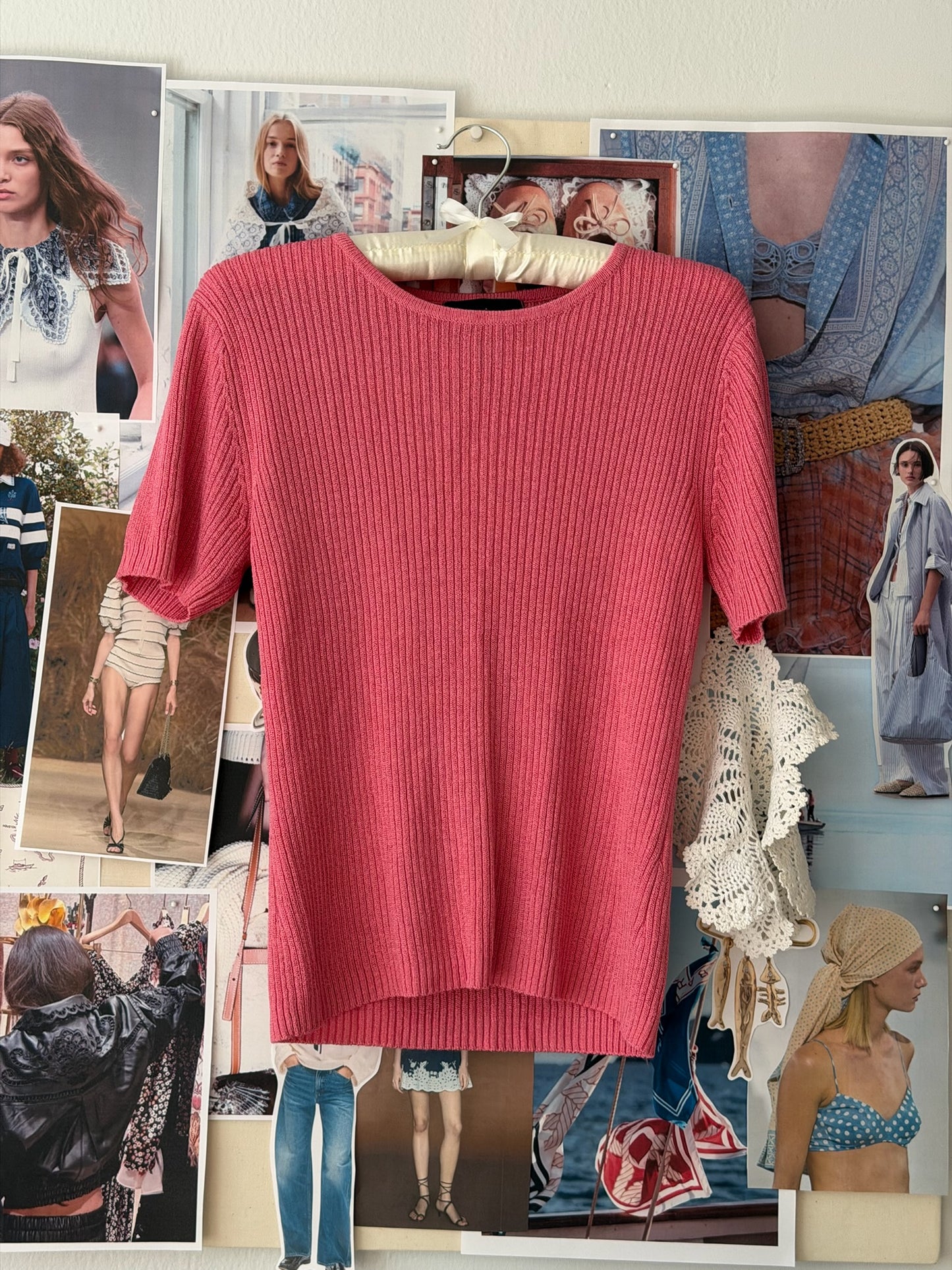 1990's Rib Short Sleeve Sweater- Size M