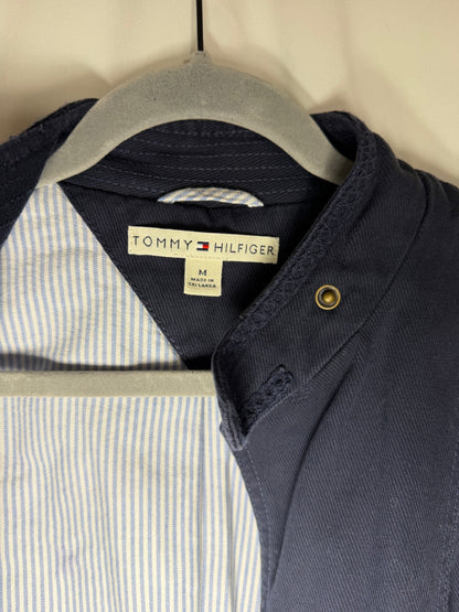 Vintage Y2K Tommy Hilfiger 100% Cotton Twill Navy Military Inspired Jacket- Size S/M
