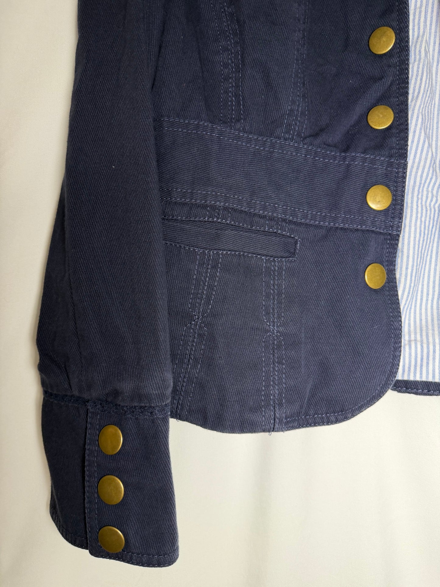 Vintage Y2K Tommy Hilfiger 100% Cotton Twill Navy Military Inspired Jacket- Size S/M