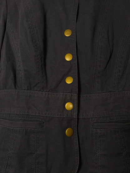 Vintage Y2K Tommy Hilfiger 100% Cotton Twill Navy Military Inspired Jacket- Size S/M