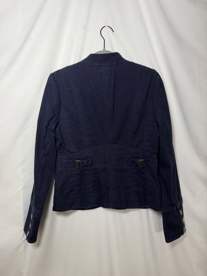 Vintage Y2K Tommy Hilfiger 100% Cotton Twill Navy Military Inspired Jacket- Size S/M