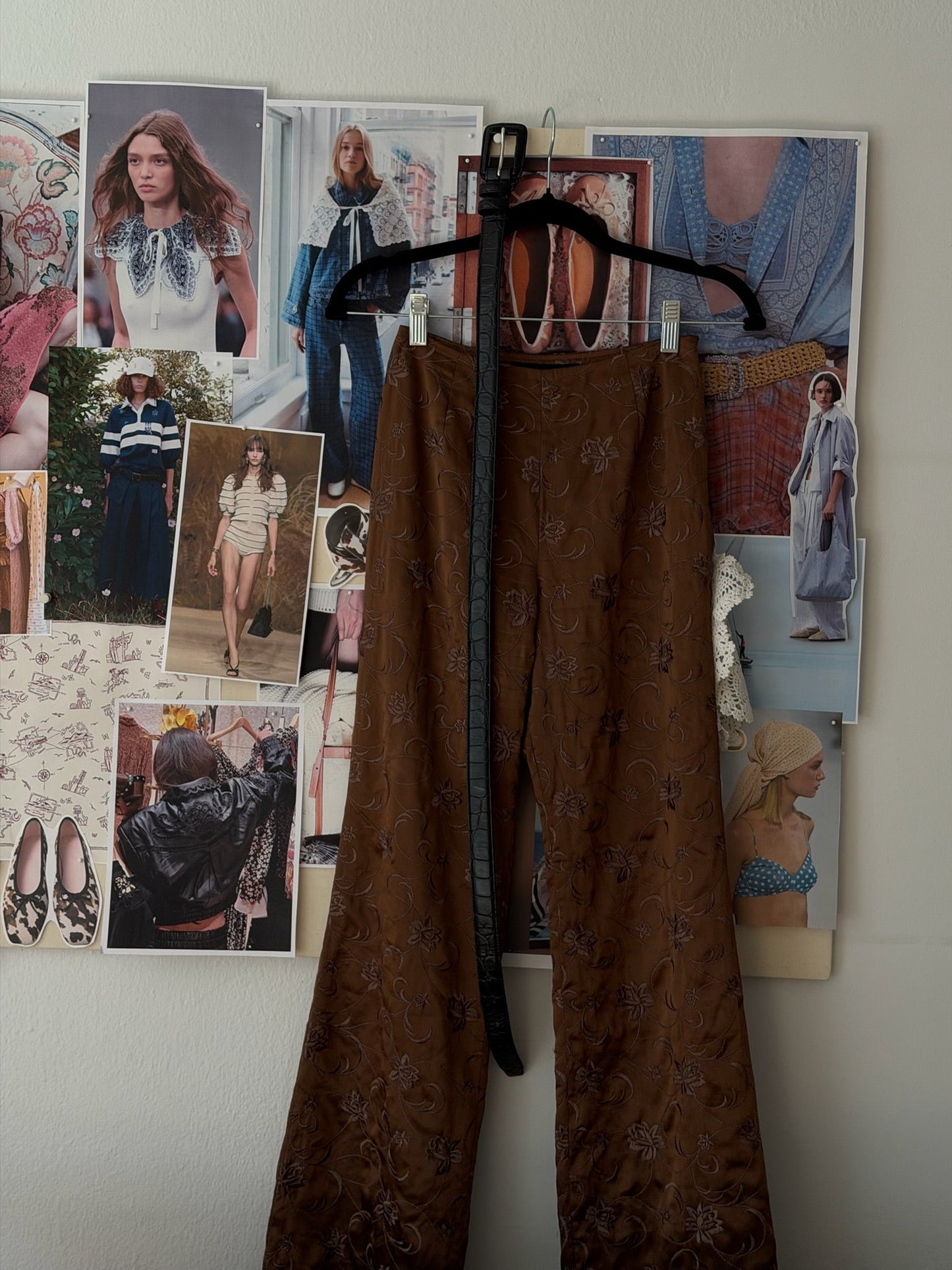 1990's Embroidered High-Waist Jacquard Pants- Size XXS/XS