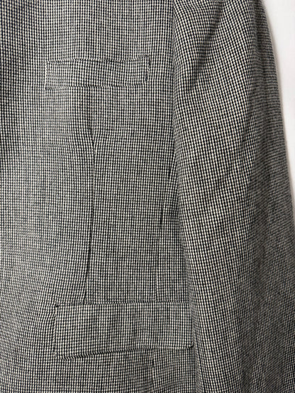 Vintage 1990's Black & White Wool Blazer with Velvet Mandarin Collar- Size S/M