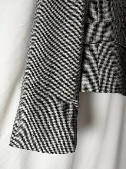 Vintage 1990's Black & White Wool Blazer with Velvet Mandarin Collar- Size S/M