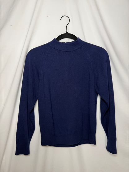 Vintage 1960's Royal Blue Mock Neck Sweater- Size XS/S Petite