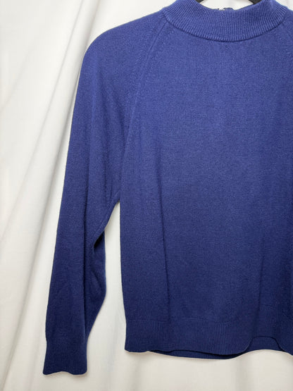 Vintage 1960's Royal Blue Mock Neck Sweater- Size XS/S Petite
