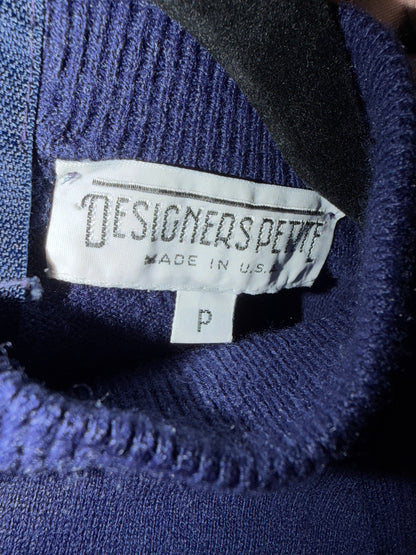 Vintage 1960's Royal Blue Mock Neck Sweater- Size XS/S Petite
