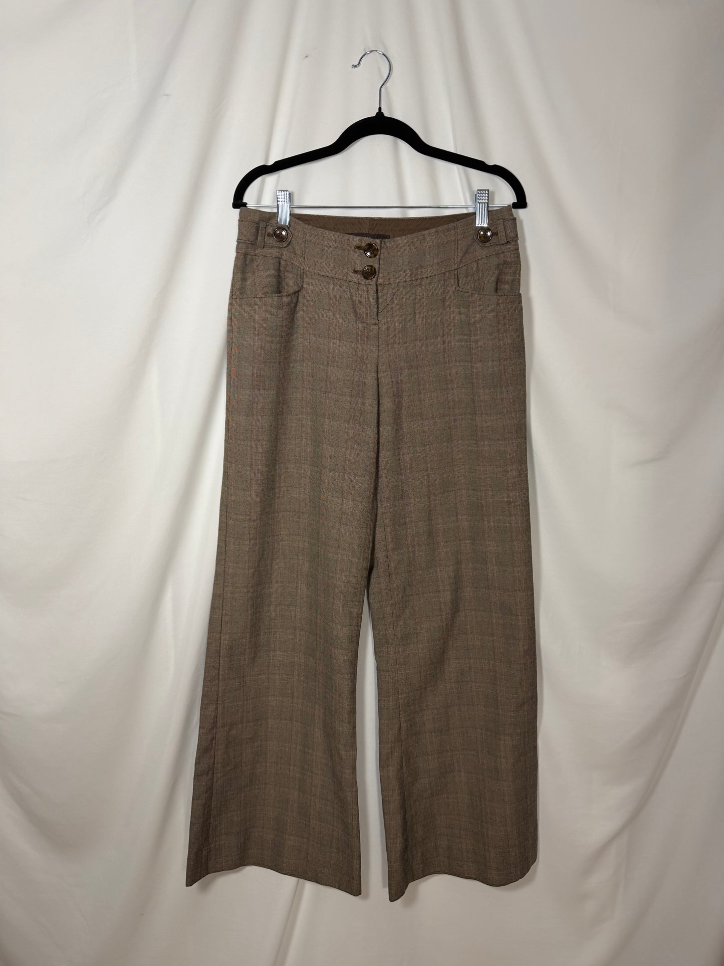 Vintage Y2K Wide Leg Plaid Low Rise Trouser Pants- Size 4/S