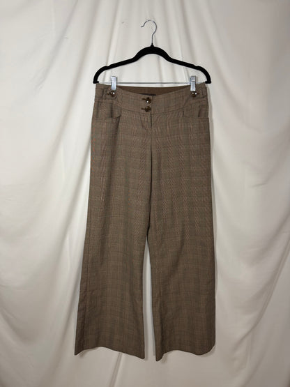 Vintage Y2K Wide Leg Plaid Low Rise Trouser Pants- Size 4/S