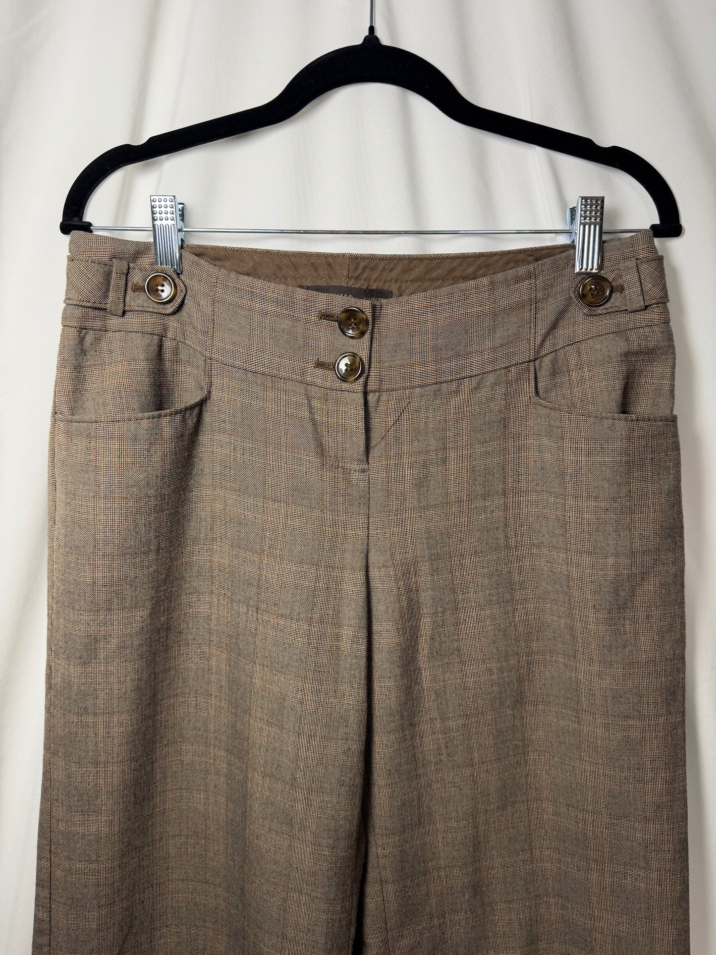 Vintage Y2K Wide Leg Plaid Low Rise Trouser Pants- Size 4/S
