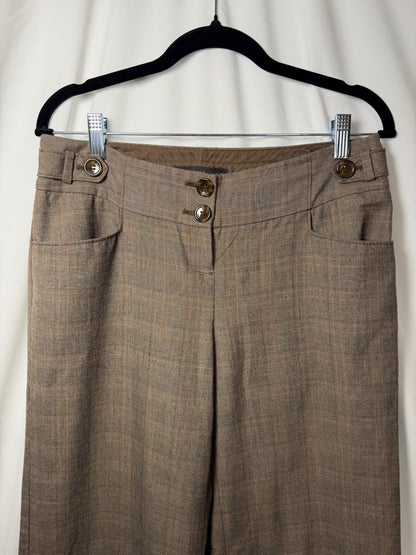 Vintage Y2K Wide Leg Plaid Low Rise Trouser Pants- Size 4/S