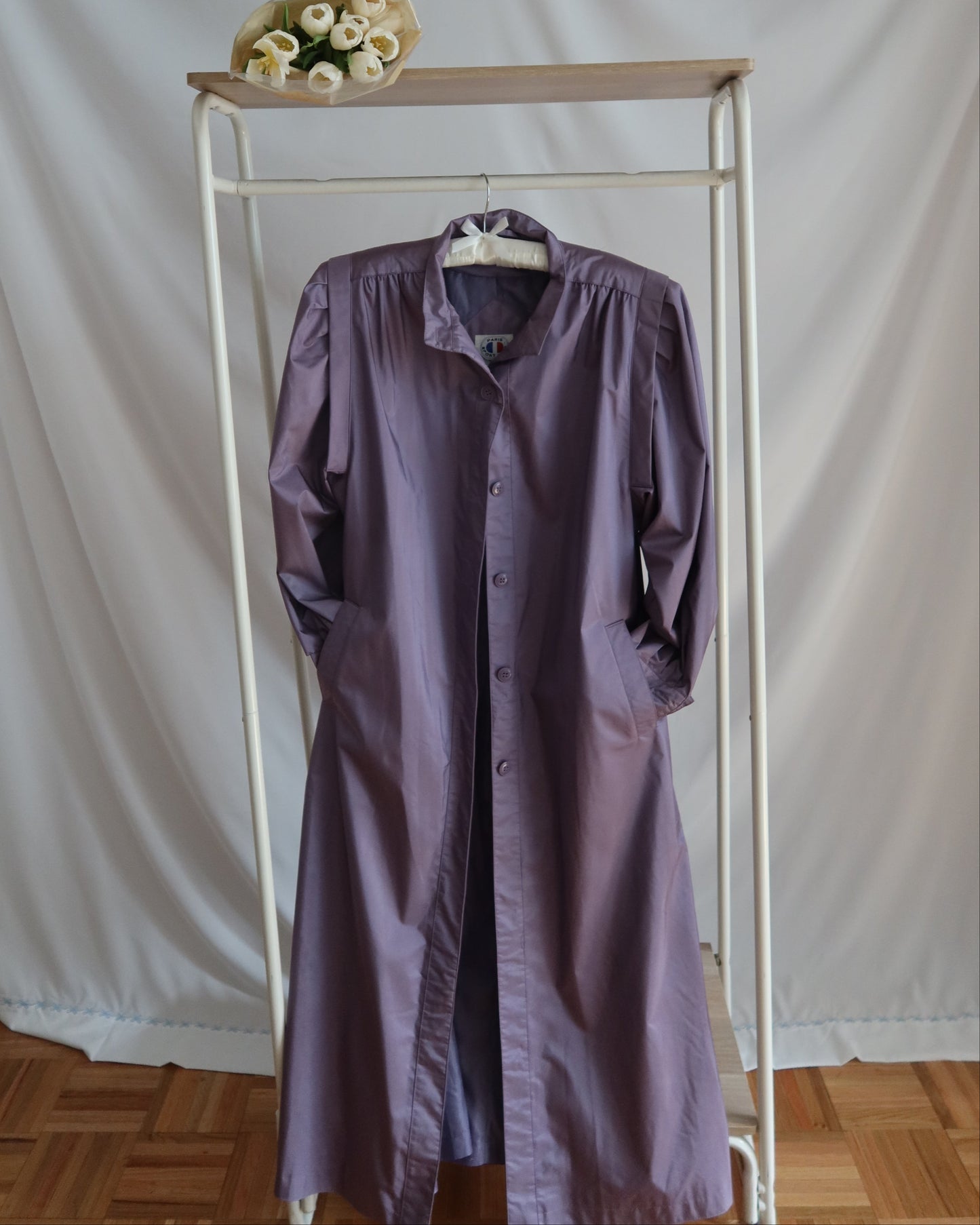 1980's Shimmery Femme Raincoat- Size L/XL