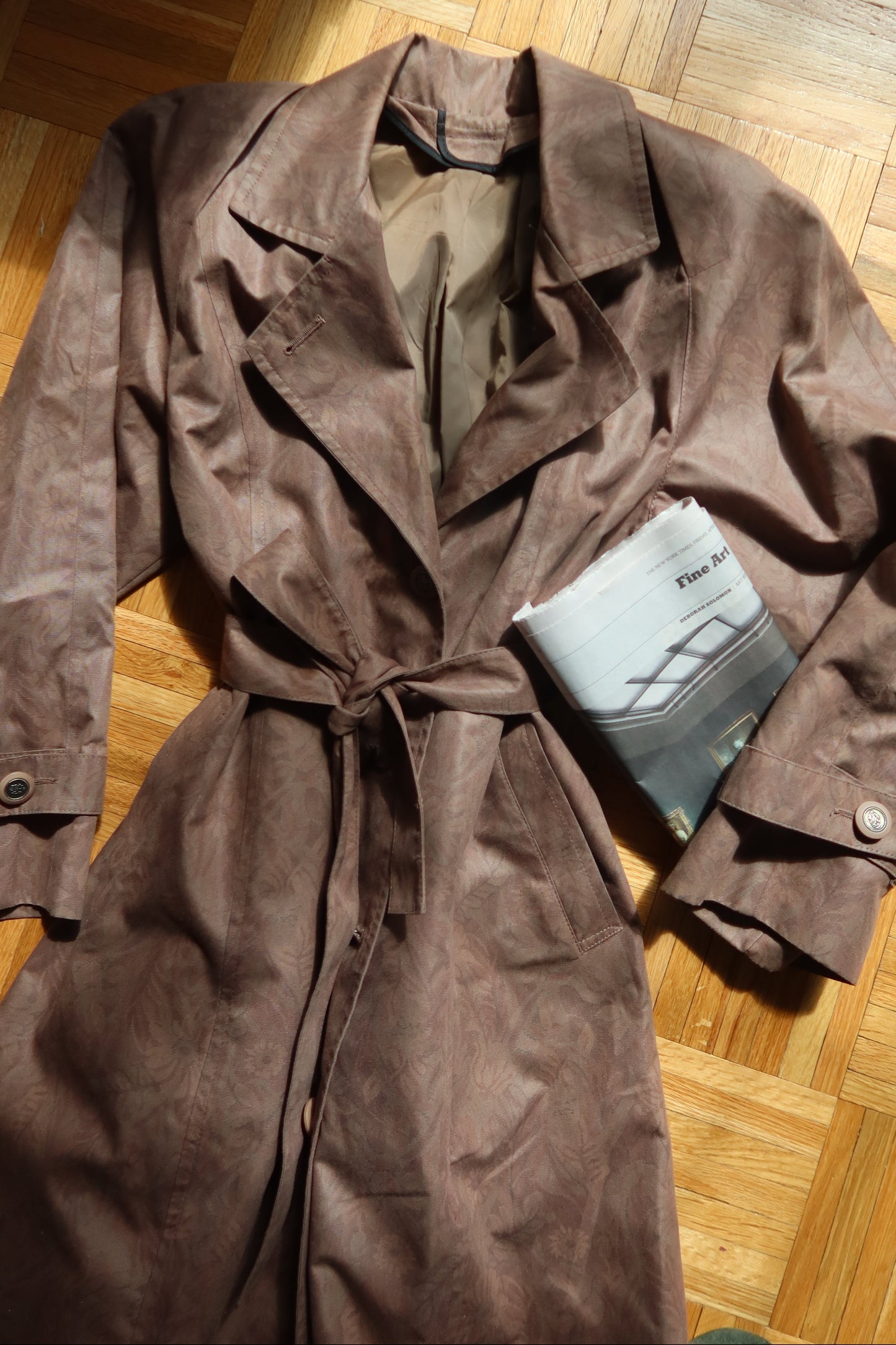 1980's Damask Trench Coat- Size S/M