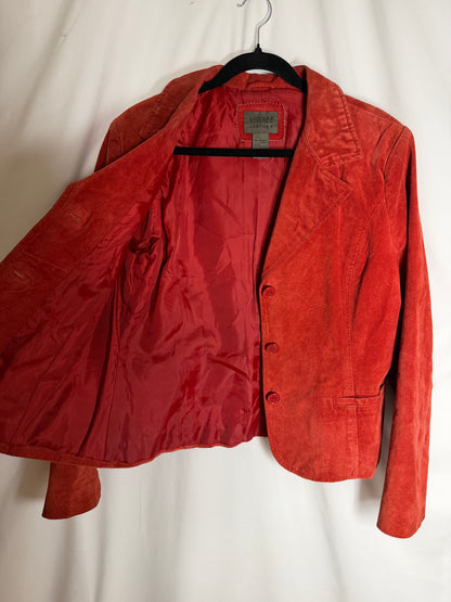 Vintage 1990's Red/Orange Suede Leather Jacket- Size L