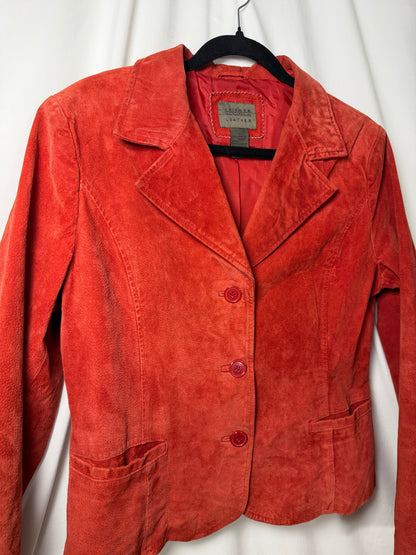 Vintage 1990's Red/Orange Suede Leather Jacket- Size L