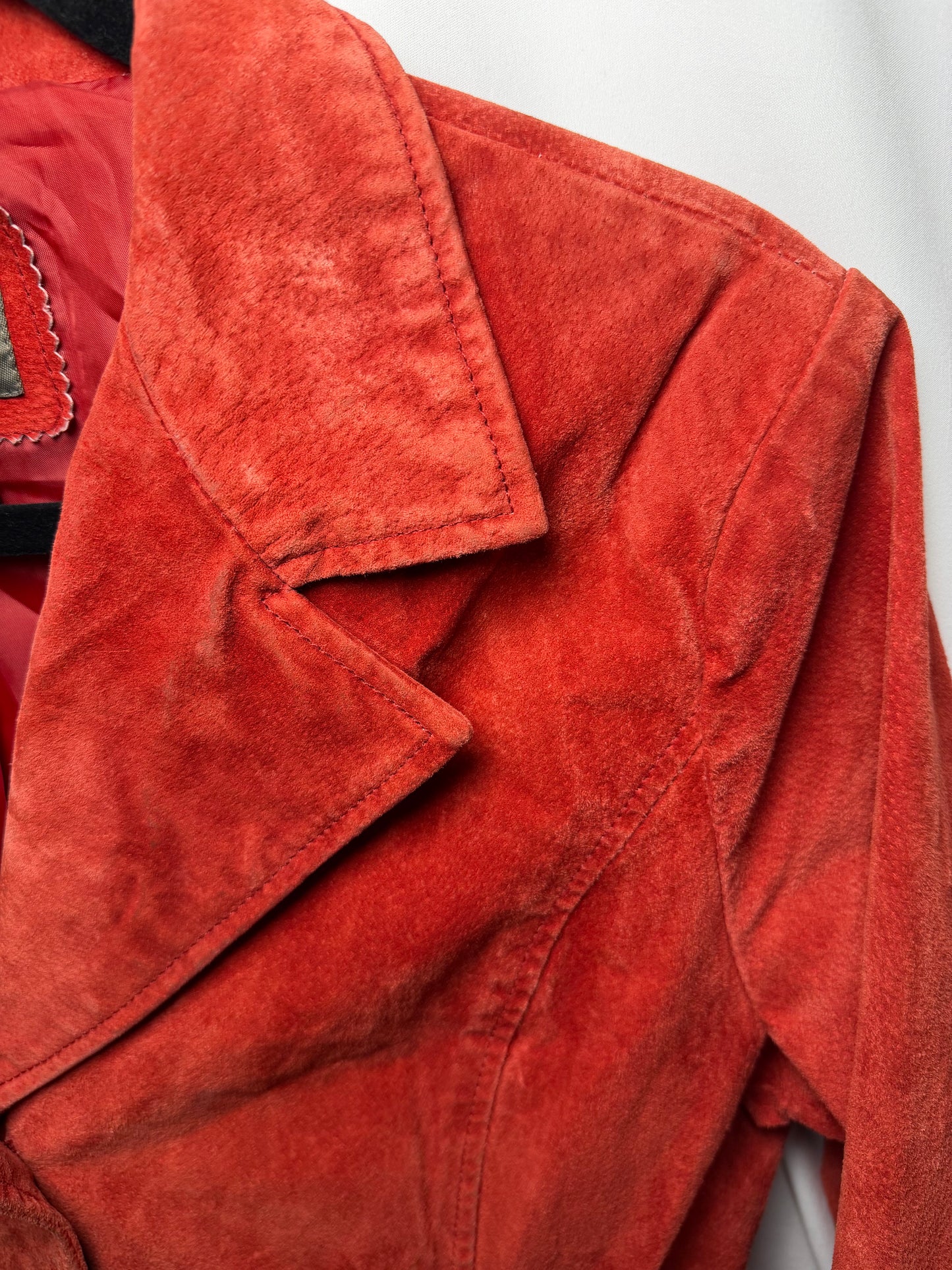 Vintage 1990's Red/Orange Suede Leather Jacket- Size L
