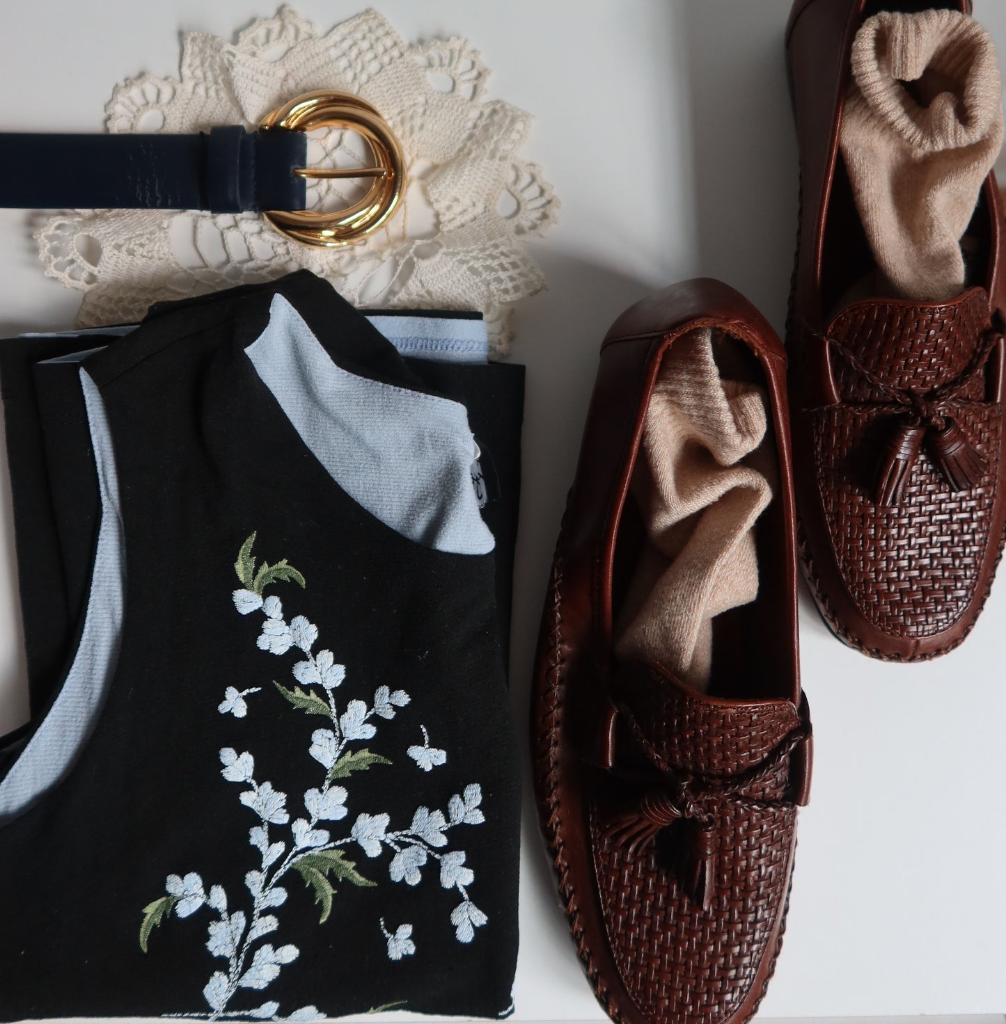 1990's Brown Woven Leather Tassel Loafers- Size 8.5