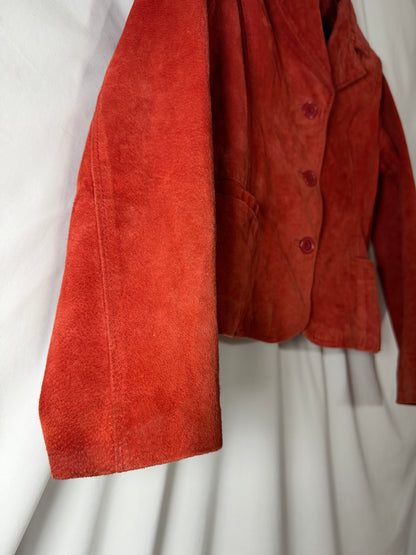 Vintage 1990's Red/Orange Suede Leather Jacket- Size L