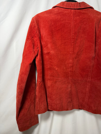 Vintage 1990's Red/Orange Suede Leather Jacket- Size L