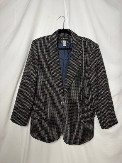 Vintage 1990's Wool Houndstooth Blazer- Size 14