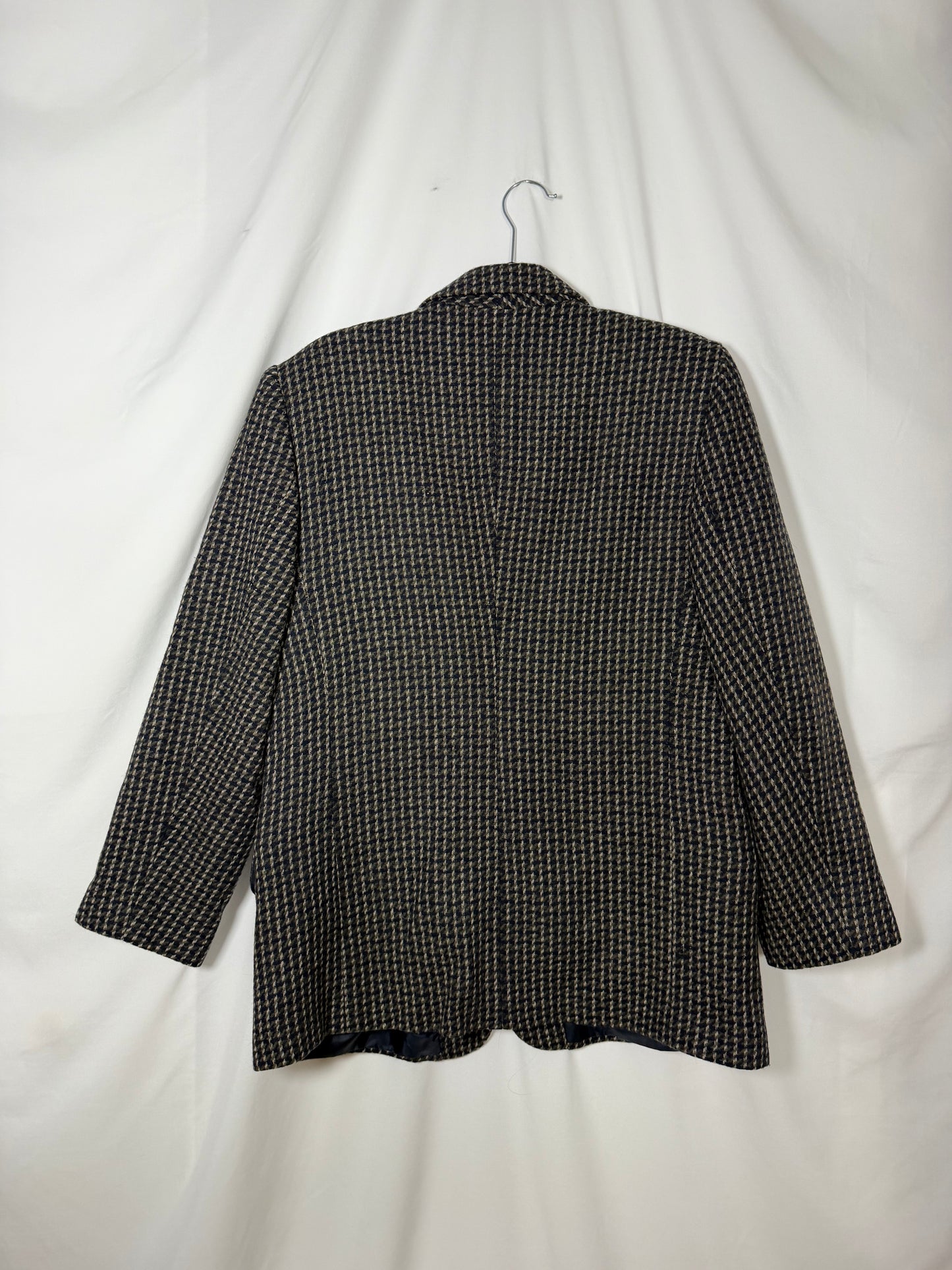 Vintage 1990's Wool Houndstooth Blazer- Size 14