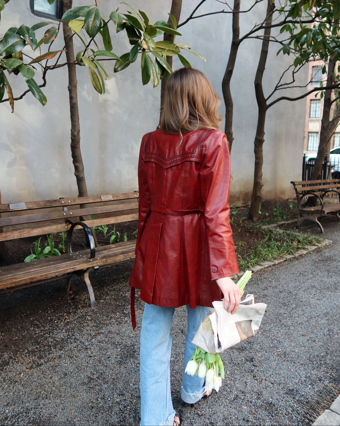 1980's Leather Western Belted Jacket- Size about S/M