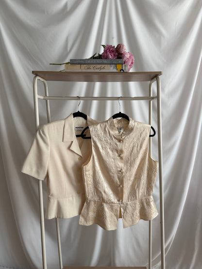 1990's 100% Silk Mandarin Collar Embroidered Vest/Top- Size 14 or M/L