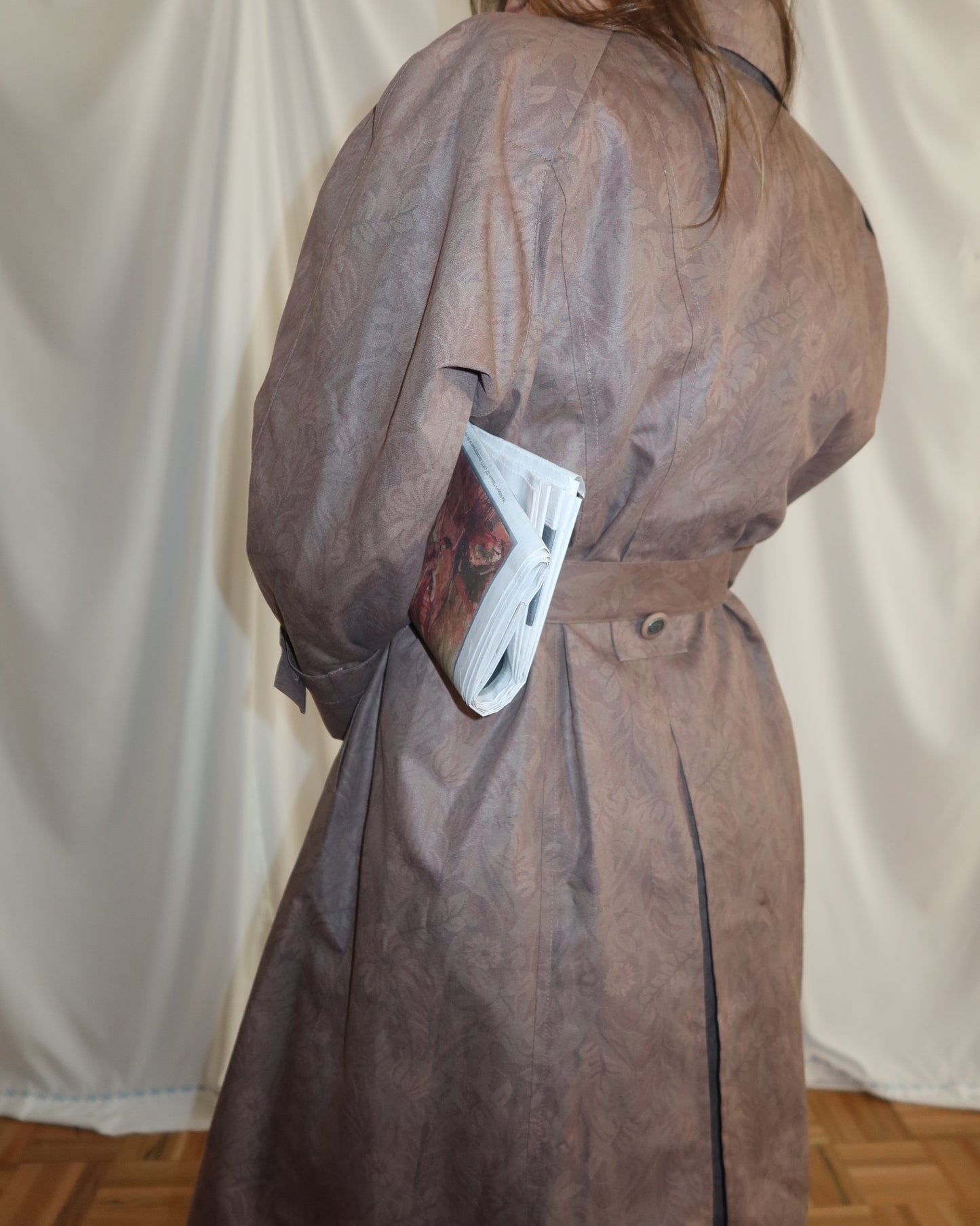 1980's Damask Trench Coat- Size S/M