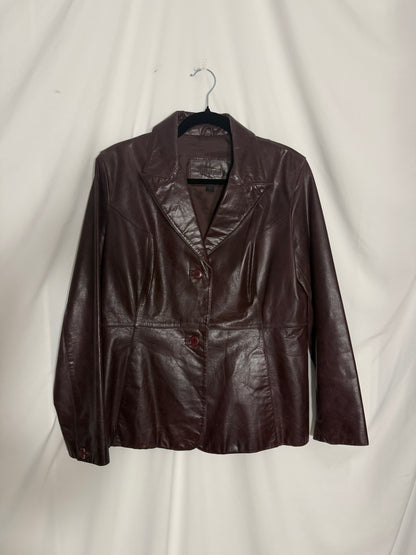 Vintage 1990's GUESS Chocolate Brown Leather Blazer- Size M/L
