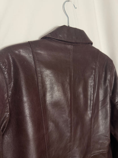 Vintage 1990's GUESS Chocolate Brown Leather Blazer- Size M/L