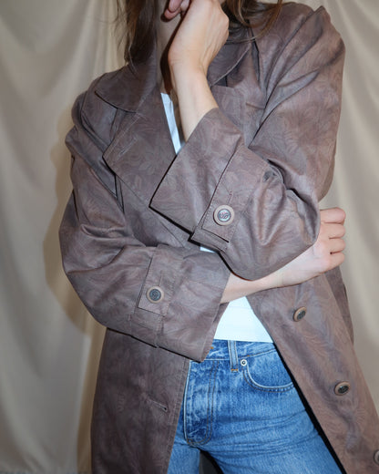1980's Damask Trench Coat- Size S/M