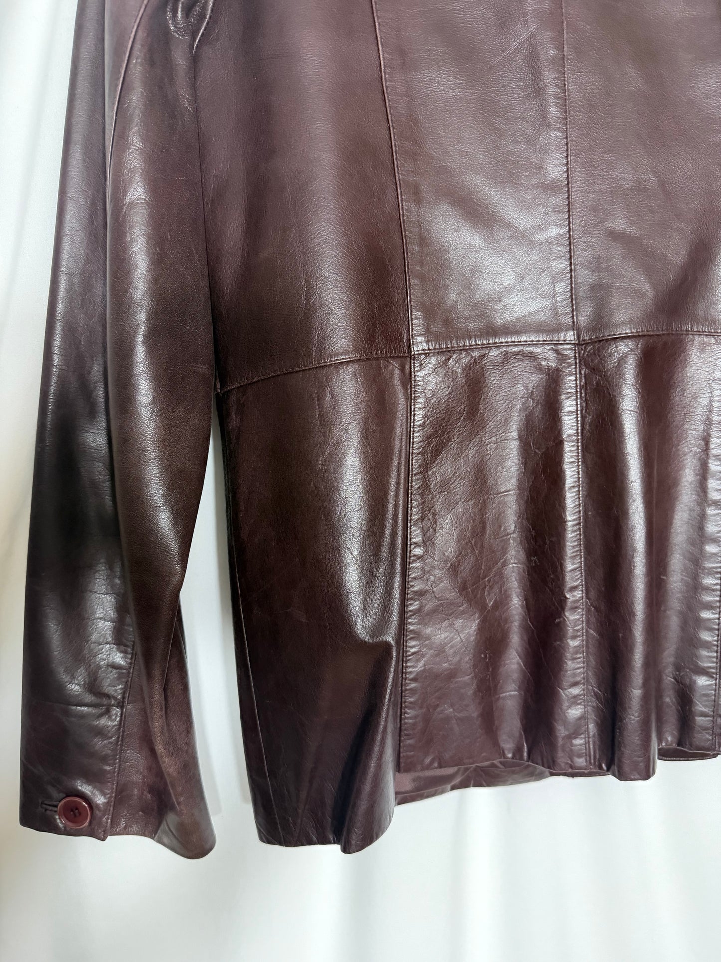 Vintage 1990's GUESS Chocolate Brown Leather Blazer- Size M/L