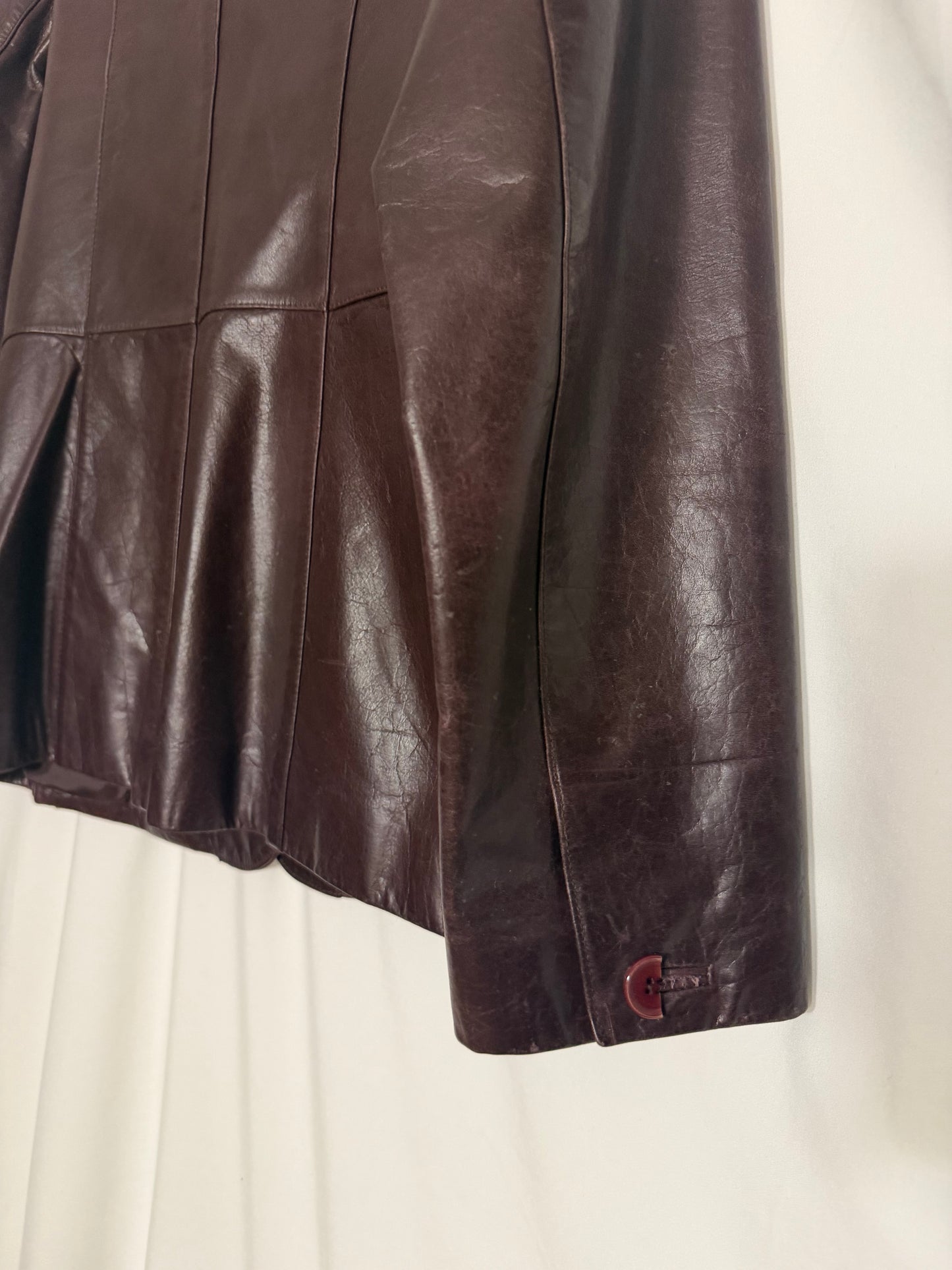 Vintage 1990's GUESS Chocolate Brown Leather Blazer- Size M/L