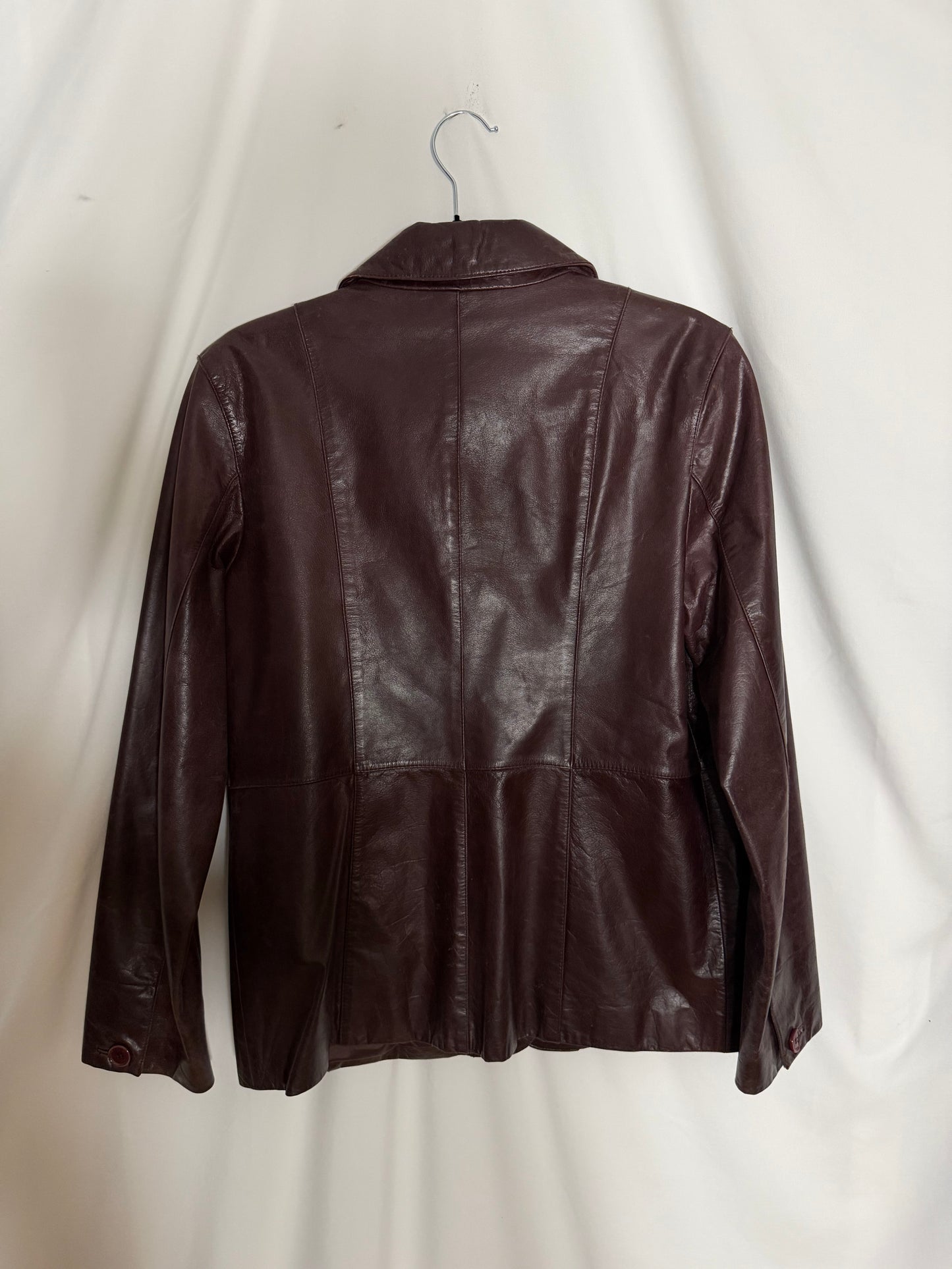 Vintage 1990's GUESS Chocolate Brown Leather Blazer- Size M/L