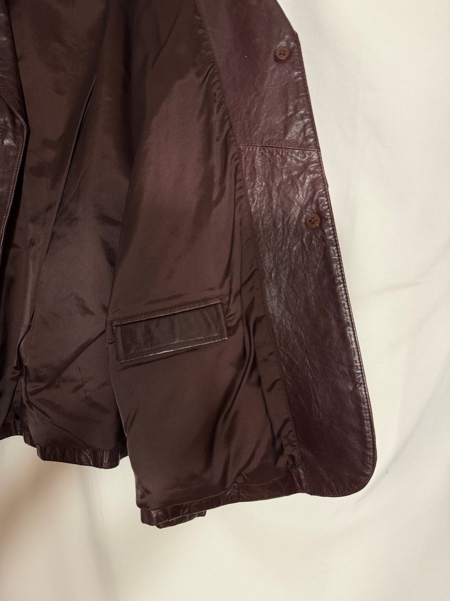 Vintage 1990's GUESS Chocolate Brown Leather Blazer- Size M/L