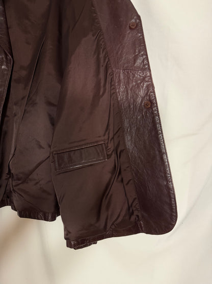 Vintage 1990's GUESS Chocolate Brown Leather Blazer- Size M/L