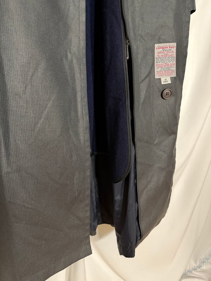Vintage 1980's Gray Textural Stripe Lined Trench Coat - Size 12