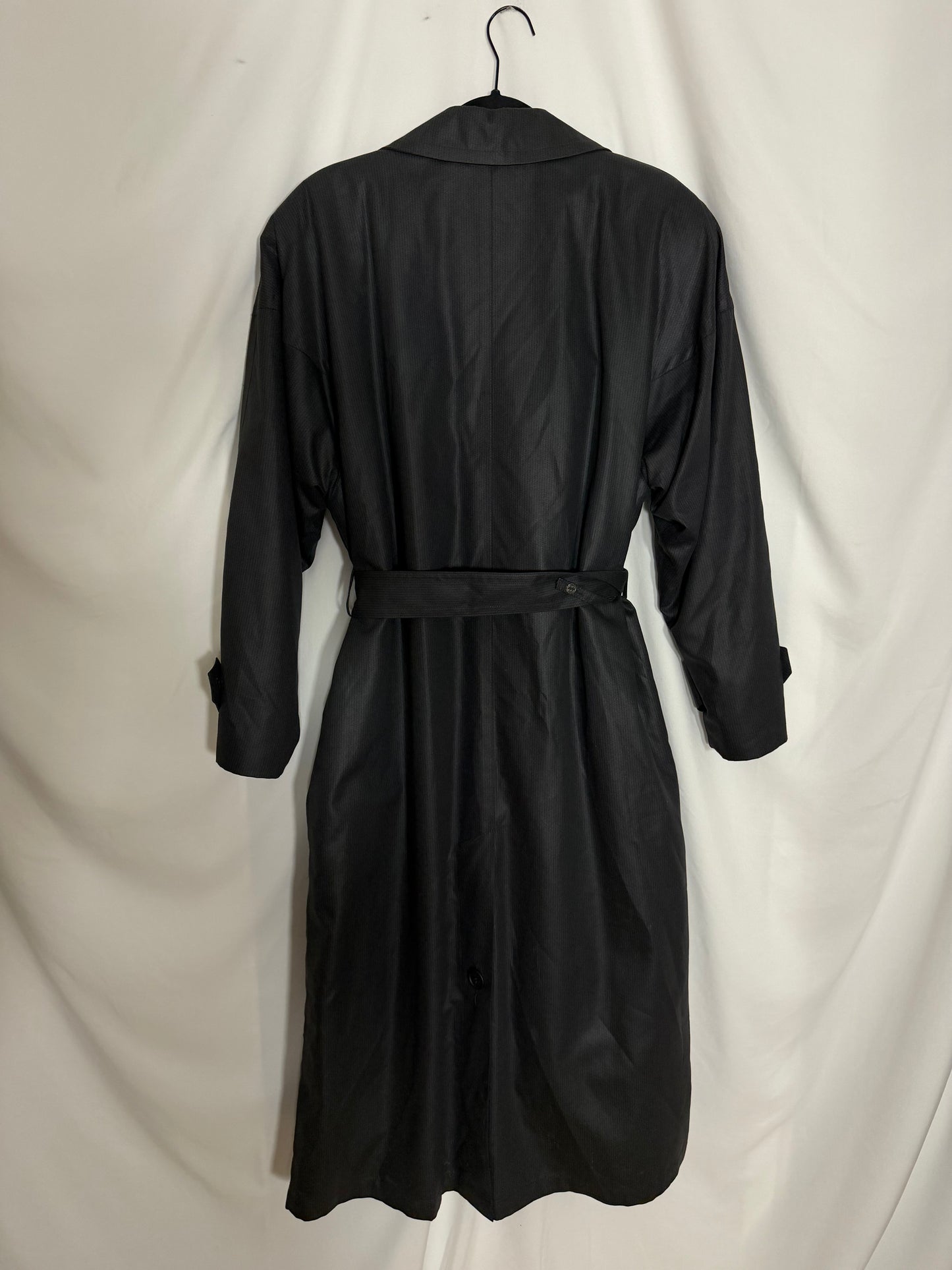 Vintage 1980's Gray Textural Stripe Lined Trench Coat - Size 12