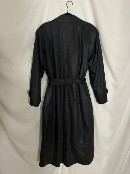 Vintage 1980's Gray Textural Stripe Lined Trench Coat - Size 12